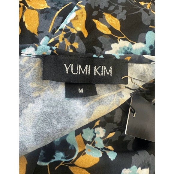 NWT Yumi Kim Womens Black Blue Yellow Lizzie Floral Button Front Top Size M - Picture 5 of 5
